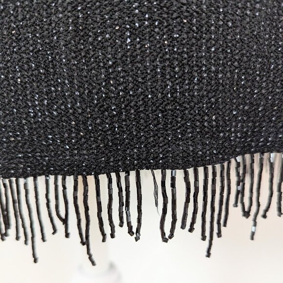 VTG 90s Y2K Flapper Ronni Nicole Black Glitter Beaded Mini Shift Dress Sz 10 - Picture 6 of 7